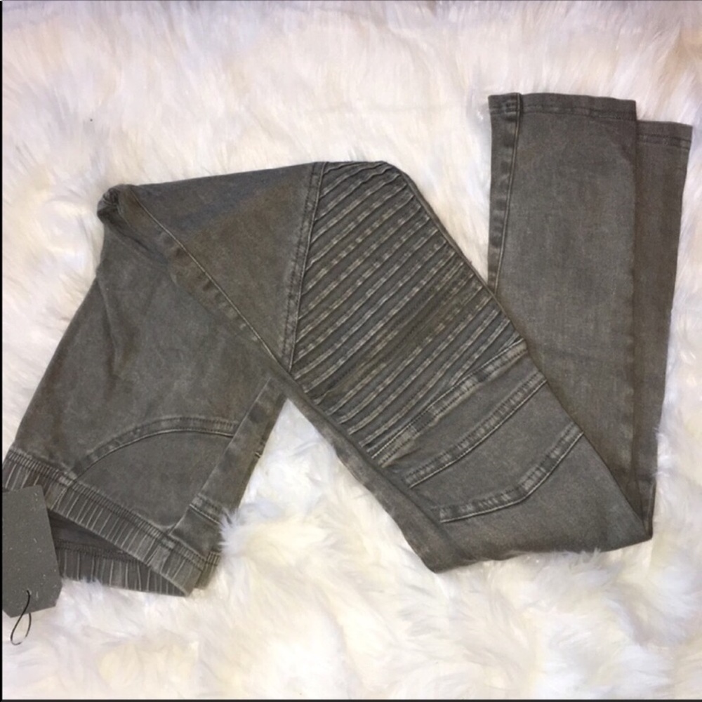 Olive Green Moto Leggings - Picture 4 of 6